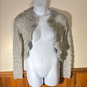 Gray Ruffled Women's Sweater  Size L fits like S